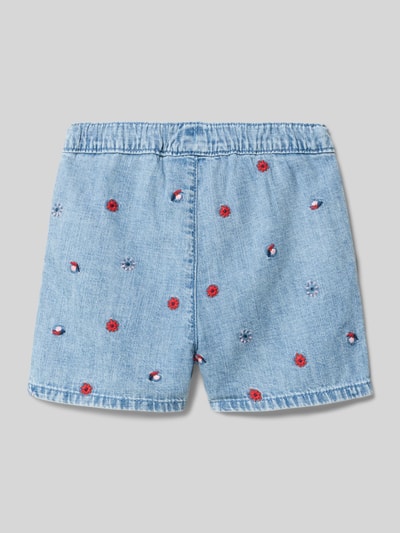 Produktfoto, Regular Fit Bermuda aus reiner Baumwolle von s.Oliver RED LABEL in Hellblau mit roten und blauen Stickereien, kinder