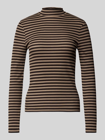 Drykorn Slim fit shirt met lange mouwen en opstaande kraag Chocoladebruin - 2