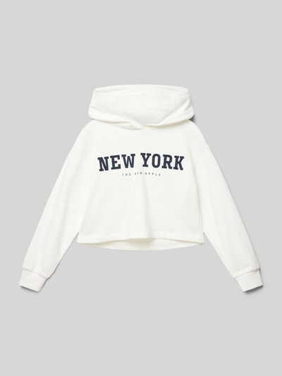 Mango Hoodie mit Label-Print Modell 'newyork' Offwhite 1