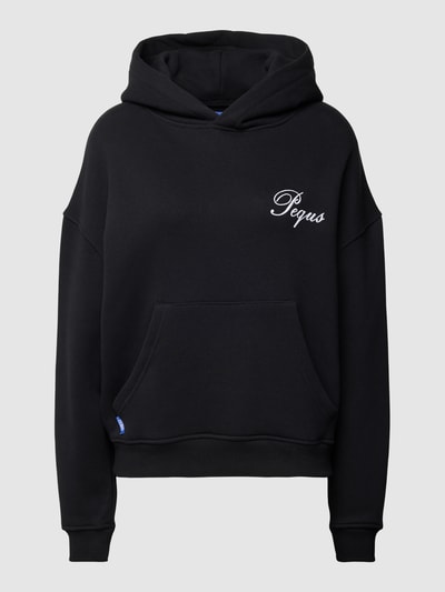 PEQUS Cropped hoodie met labelstitching Zwart - 2