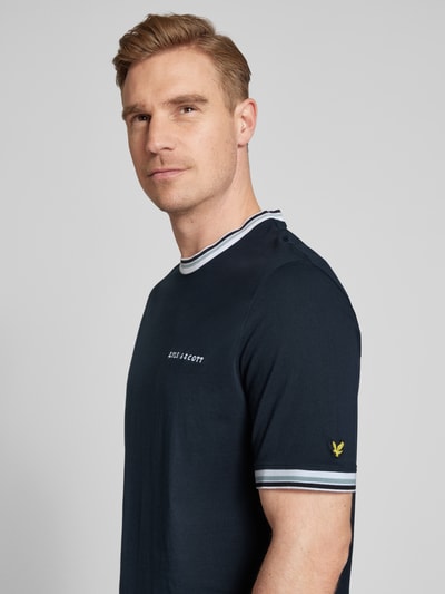 Lyle & Scott T-shirt met labelstitching Marineblauw - 3