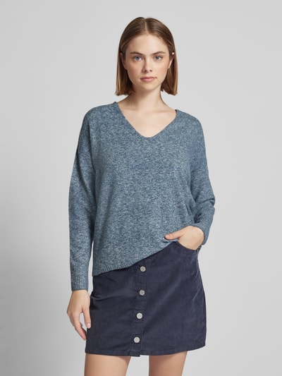 Only Pullover met V-hals, model 'RICA' Marineblauw - 4