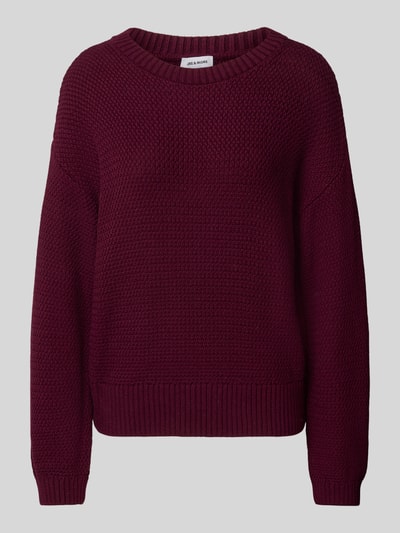 More & More Relaxed Fit Pullover in Strick-Optik mit überzogenen Schultern Bordeaux 2