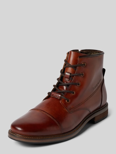 bugatti Leren boots met labelopschrift, model 'Marcello' Cognac - 1