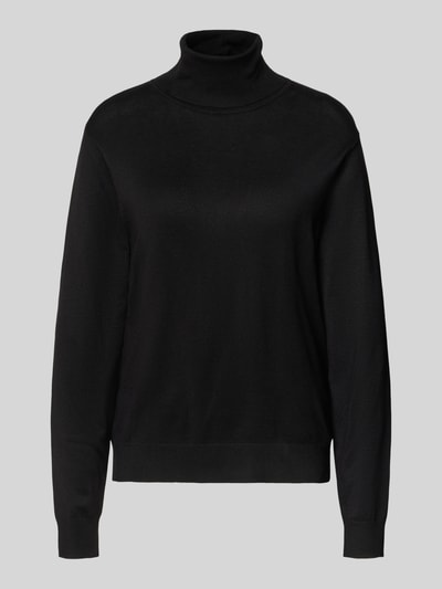 Produktfoto, schwarzer Rollkragenpullover aus Viskose-Mix Modell 'Katie' von FREE/QUENT, Regular Fit, glatte Textur, neutraler Hintergrund.