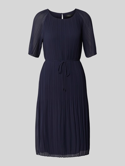 s.Oliver BLACK LABEL Getailleerde chiffon jurk met strikceintuur Marineblauw - 2