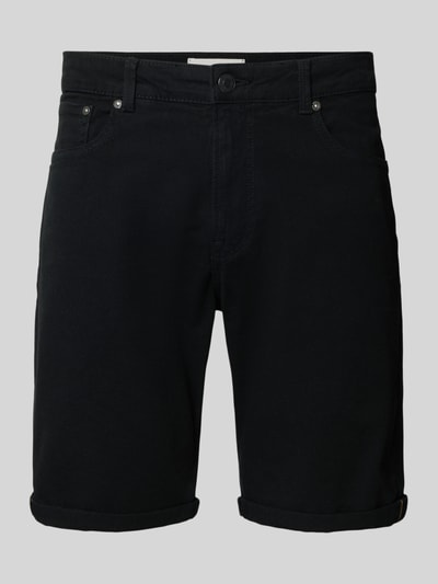 Produktfoto, schwarze Jeansshorts mit Umschlag und Eingrifftaschen Modell 'RICK ALLEN' von Jack & Jones, Baumwoll-Elasthan-Mix, Regular Fit.