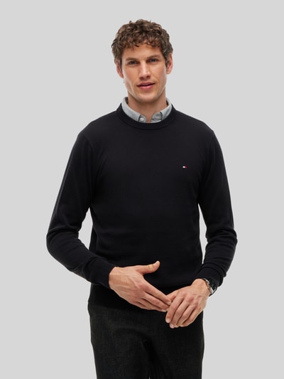 Tommy Hilfiger Sweter o kroju regular fit z mieszanki bawełny i kaszmiru Czarny 4
