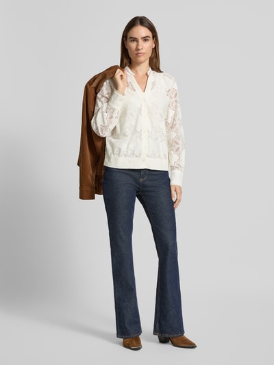 MOS MOSH Regular Fit Bluse mit Lochstickerei Modell 'Monia' Ecru 1