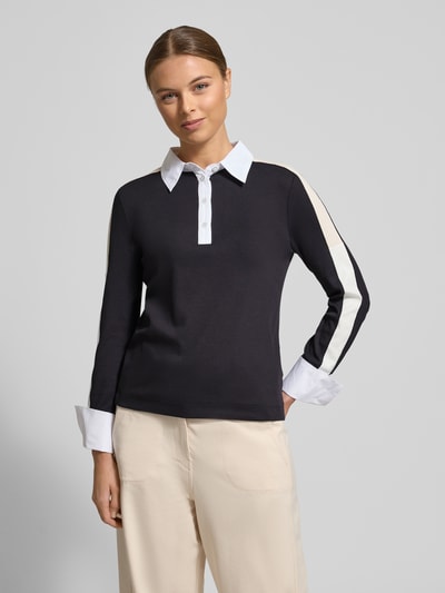 Marc Cain Poloshirt met korte knoopsluiting Marineblauw - 4