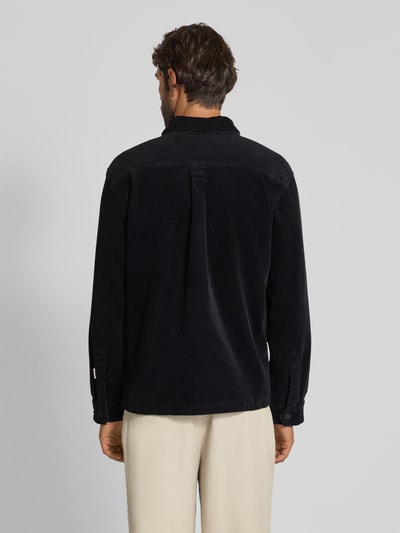 Lindbergh Modern fit overhemdjack met borstzak, model 'Superflex' Zwart - 5