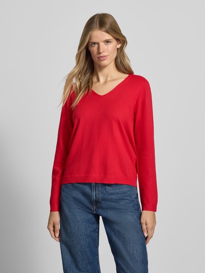 Pieces Regular Fit Pullover mit V-Ausschnitt Modell 'BREE' Rostrot Melange 4