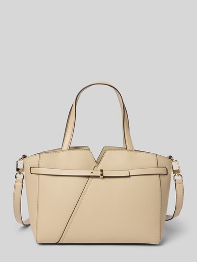 Produktfoto, Henkeltasche aus Rindsleder Modell 'REVERS' von BOSS in Beige, unifarben, rechteckige Form, goldener Reißverschluss und Label-Applikation.