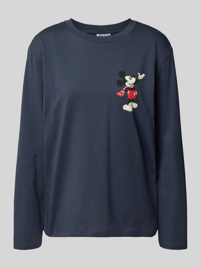 Jake*s Casual Pyjama-Oberteil mit Motiv-Print und Rundhalsausschnitt Dunkelblau 2