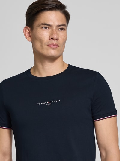 Tommy Hilfiger Slim Fit T-Shirt aus reiner Baumwolle Marine 3