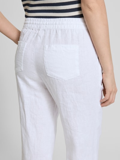 Christian Berg Woman Straight Leg Leinenhose mit Tunnelzug Weiss 3