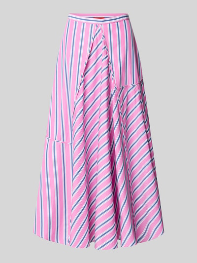 Productfoto, uitlopende maxi-rok van zuivere katoen model 'TEQUILA' van MAX&Co. Dames maxi-rok, roze met strepen, gladde textuur