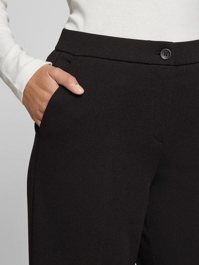 STEHMANN Wide leg bandplooibroek met steekzakken, model 'Hillda' Zwart - 3