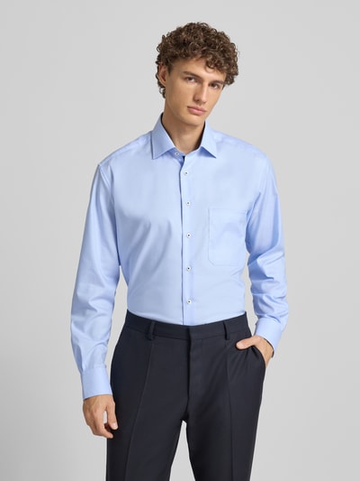 ETERNA Comfort fit zakelijk overhemd van katoen met kentkraag Bleu - 4
