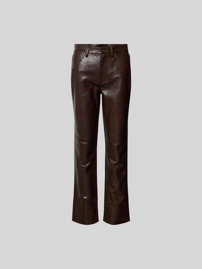 Anine Bing Straight Fit Stoffhose aus Leder-Mix Dunkelbraun 2
