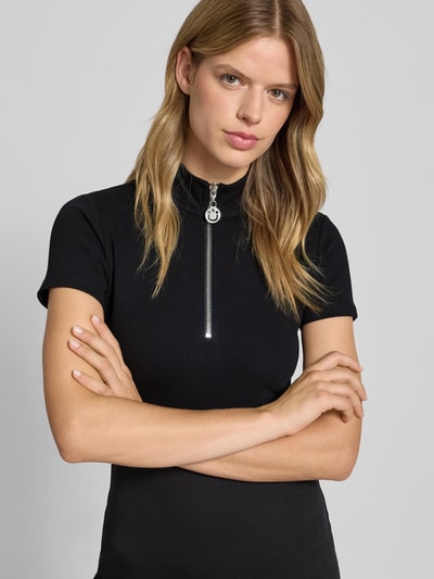 Hugo Blue Sukienka mini ze stójką i zamkiem błyskawicznym Czarny 3