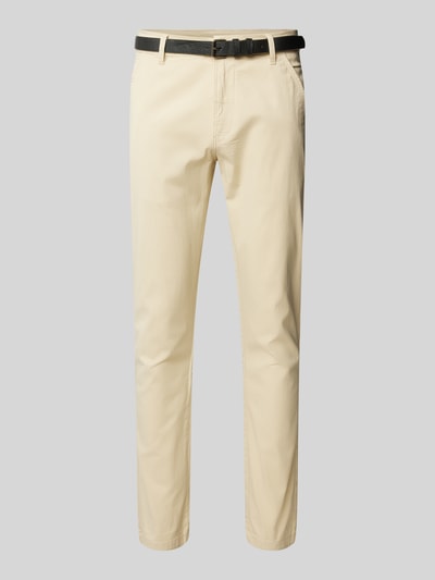 Lindbergh Clasic stretch fit chino met riem Zand - 2