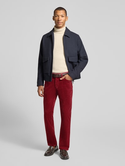 Christian Berg Men Straight fit stoffen broek met cordlook Bordeaux - 1