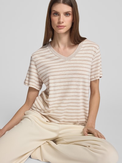 Schiesser Loose Fit T-Shirt aus Baumwoll-Leinen-Mix Offwhite 3