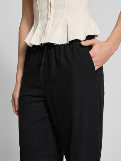 Gina Tricot Wide Leg Leinenhose mit Tunnelzug Black 3