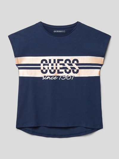 Guess T-shirt z nadrukiem z logo Granatowy 1