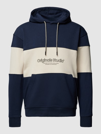 Jack & Jones Hoodie met labelprint, model 'LAKEWOOD' Marineblauw - 2