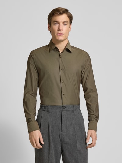 BOSS Slim Fit Businesshemd mit Kentkragen Modell 'HANK' Oliv 4