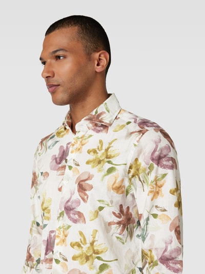 JOOP! Collection Slim Fit Freizeithemd aus einem Leinen-Mix mit Kentkragen Weiß 3