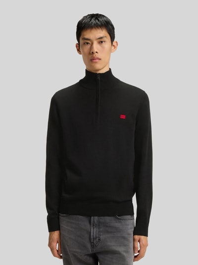 HUGO Regular Fit Troyer aus reiner Baumwolle Modell 'SAN QUINTUS' Black 4