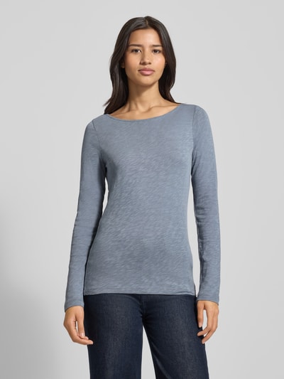 Marc O'Polo Slim Fit Langarmshirt aus reiner Baumwolle Rauchblau 4