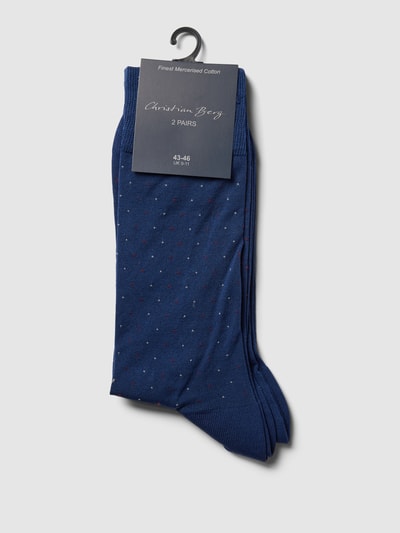 Christian Berg Men Socken mit Allover-Print im 2er-Pack Dunkelblau 3