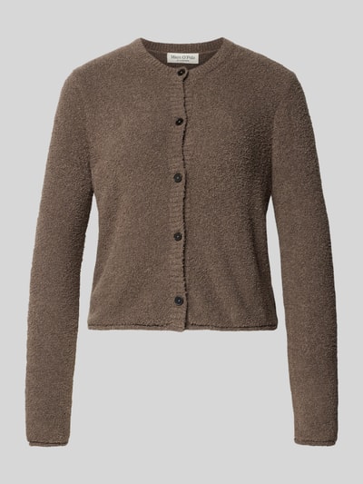 Produktfoto, Regular Fit Strickjacke aus Baumwoll-Mix von Marc O'Polo, Optik: Unifarben, Frottee-Textur, Crew Neck, einreihige Knopfleiste