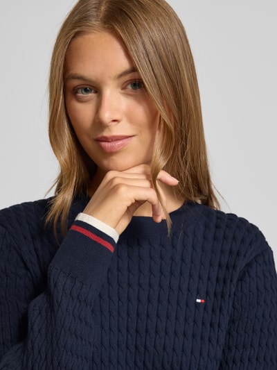 Tommy Hilfiger Regular fit pullover met kabelpatroon Marineblauw - 3