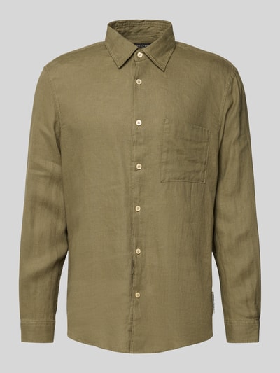 Marc O'Polo Regular fit linnen overhemd met opgestikte borstzak  Olijfgroen - 2