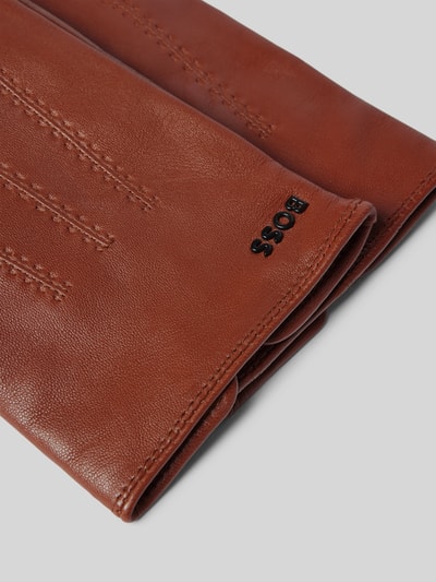 BOSS Handschuhe aus Lammleder mit Label-Detail Modell 'Hainz' Cognac 2