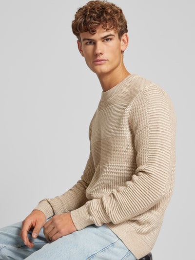 Jack & Jones Gebreide pullover met structuurmotief, model 'HUGO' Beige - 3