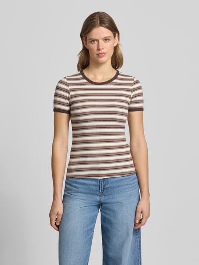 JJXX T-Shirt mit Rundhalsausschnitt Modell 'FRANKIE' Hellbraun 4