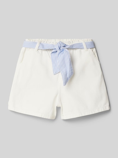Mango Regular Fit Jeansshorts mit Bindegürtel Modell 'gala' Weiss 1