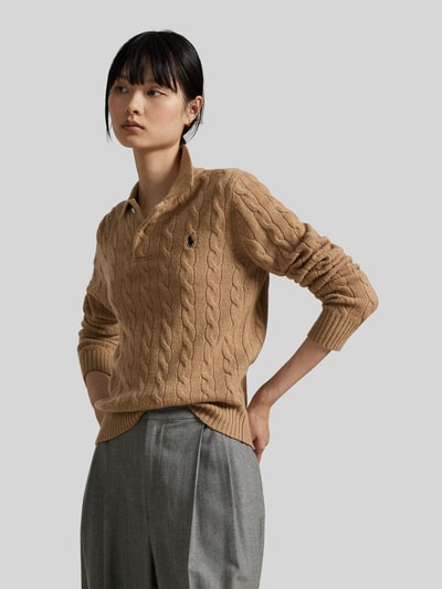 Polo Ralph Lauren Koszulka polo o kroju regular fit z mieszanki wełny z dodatkiem kaszmiru Camel 4