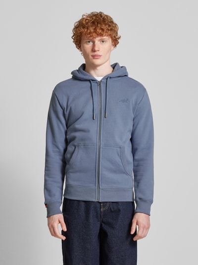 Superdry Sweatjack met labelstitching Rookblauw - 4