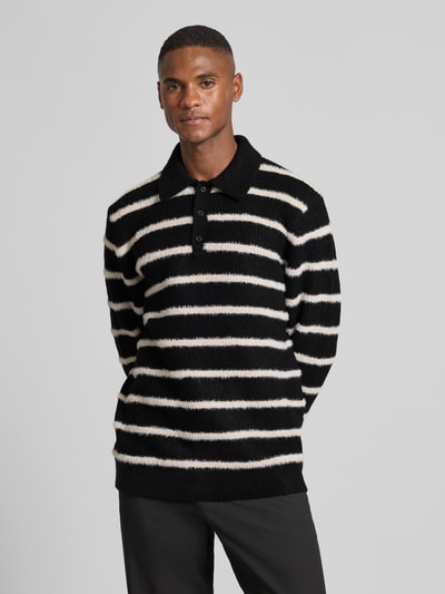 MCNEAL Gebreide pullover met kentkraag Zwart - 4