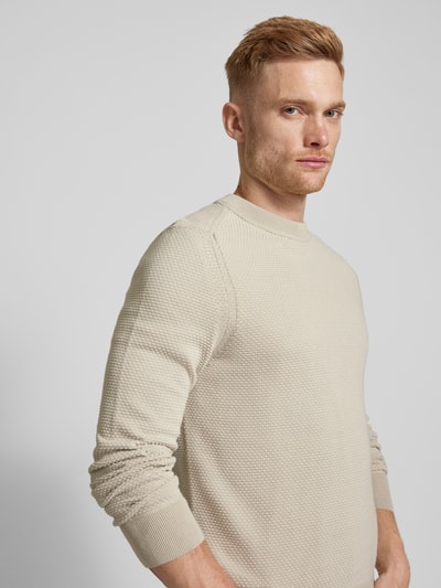 BOSS Orange Strickpullover mit Strukturmuster Modell 'Kaponski' Beige 3