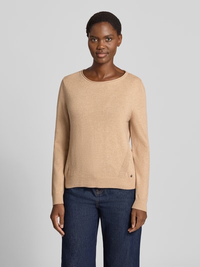 Brax sweter krój regular fit z mieszanki żywej wełny i kaszmiru model 'Lisa' Jasnobrązowy 4