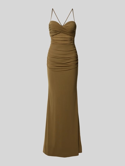 Luxuar Abendkleid mit Raffungen Oliv 2