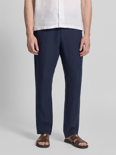 GANT straight fit linnen broek met achterzakken Marineblauw - 4
